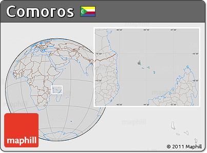 Savanna Style Location Map of Comoros, lighten, desaturated