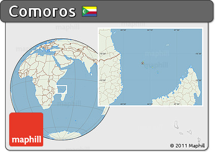 Savanna Style Location Map of Comoros, lighten, land only