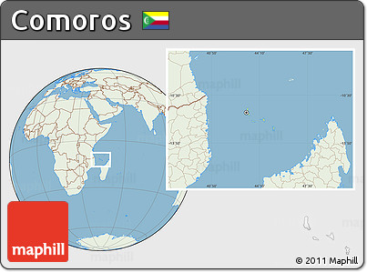Savanna Style Location Map of Comoros, lighten, land only