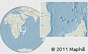 Savanna Style Location Map of Comoros, lighten, land only, hill shading