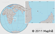 Shaded Relief Location Map of Comoros, gray outside