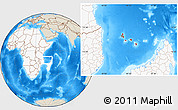 Shaded Relief Location Map of Comoros, highlighted continent