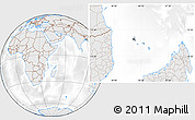 Shaded Relief Location Map of Comoros, lighten, desaturated