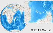 Shaded Relief Location Map of Comoros, lighten, land only
