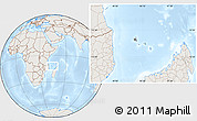 Shaded Relief Location Map of Comoros, lighten