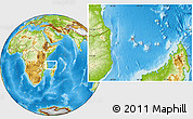 Shaded Relief Location Map of Comoros, physical outside