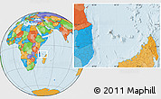 Shaded Relief Location Map of Comoros, political outside