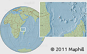 Shaded Relief Location Map of Comoros, savanna style outside, hill shading