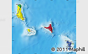 Flag Map of Comoros, physical outside, flag rotated