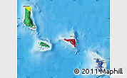 Flag Map of Comoros, shaded relief outside, bathymetry sea