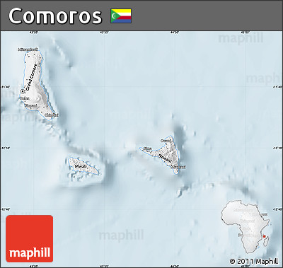 Gray Map of Comoros, single color outside