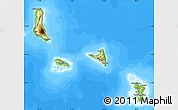 Physical Map of Comoros, single color outside, bathymetry sea