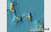 Physical Map of Comoros, single color outside, satellite sea