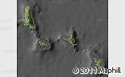 Satellite Map of Comoros, darken, desaturated