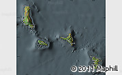 Satellite Map of Comoros, darken, semi-desaturated