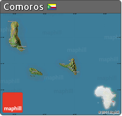 Satellite Map of Comoros, semi-desaturated, land only