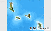 Satellite Map of Comoros, single color outside, bathymetry sea