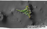 Satellite 3D Map of Nzwani, darken, desaturated