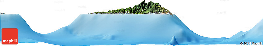 Satellite Horizon Map of Nzwani, shaded relief outside