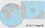Gray Location Map of Nzwani, within the entire country
