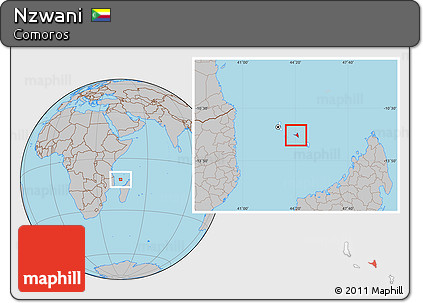 Gray Location Map of Nzwani, highlighted country