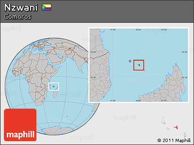 Gray Location Map of Nzwani, highlighted country