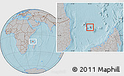 Gray Location Map of Nzwani, highlighted country, hill shading