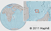 Gray Location Map of Nzwani, hill shading