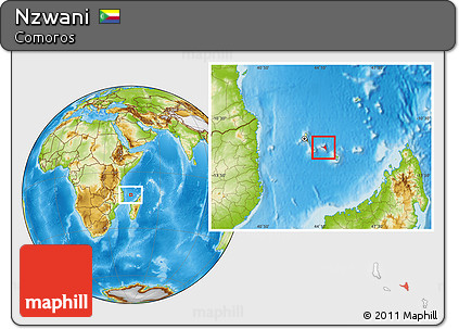 Physical Location Map of Nzwani, within the entire country