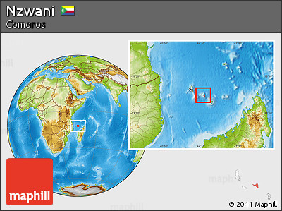 Physical Location Map of Nzwani, within the entire country