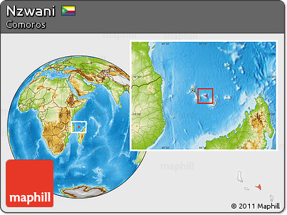 Physical Location Map of Nzwani, within the entire country