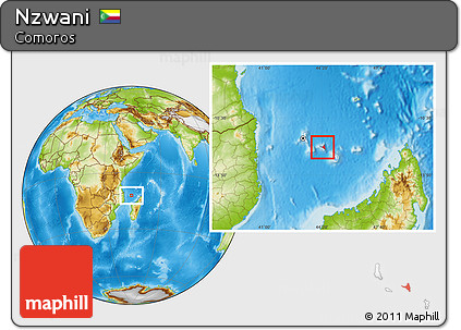 Physical Location Map of Nzwani, highlighted country