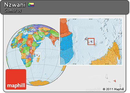 Political Location Map of Nzwani