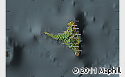 Satellite Map of Nzwani, darken, semi-desaturated