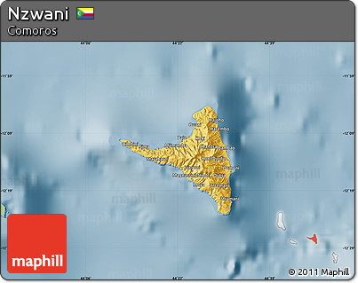 Savanna Style Map of Nzwani, single color outside