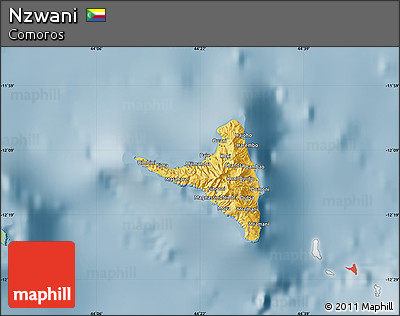 Savanna Style Map of Nzwani, single color outside