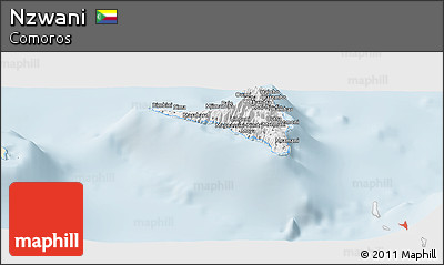 Classic Style Panoramic Map of Nzwani, single color outside