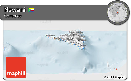 Classic Style Panoramic Map of Nzwani, single color outside
