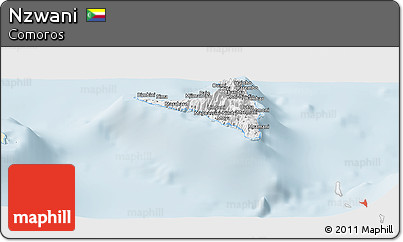 Classic Style Panoramic Map of Nzwani, single color outside