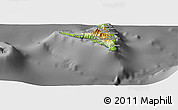 Physical Panoramic Map of Nzwani, darken, desaturated