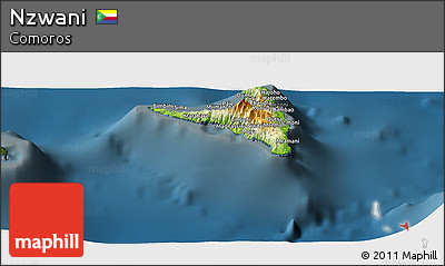 Physical Panoramic Map of Nzwani, darken