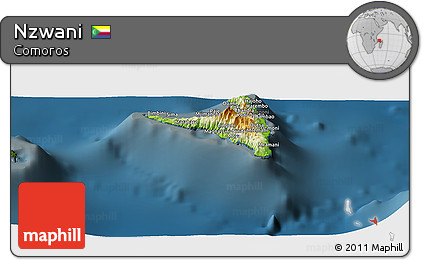 Physical Panoramic Map of Nzwani, darken