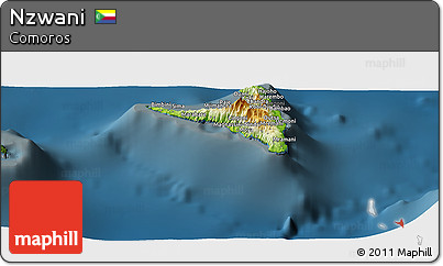 Physical Panoramic Map of Nzwani, darken