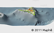 Physical Panoramic Map of Nzwani, darken, semi-desaturated