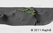 Satellite Panoramic Map of Nzwani, darken, desaturated