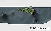 Satellite Panoramic Map of Nzwani, darken, semi-desaturated