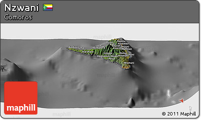 Satellite Panoramic Map of Nzwani, desaturated