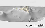 Shaded Relief Panoramic Map of Nzwani, desaturated