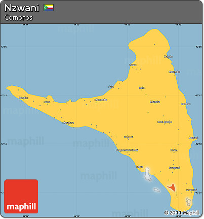 Savanna Style Simple Map of Nzwani, single color outside
