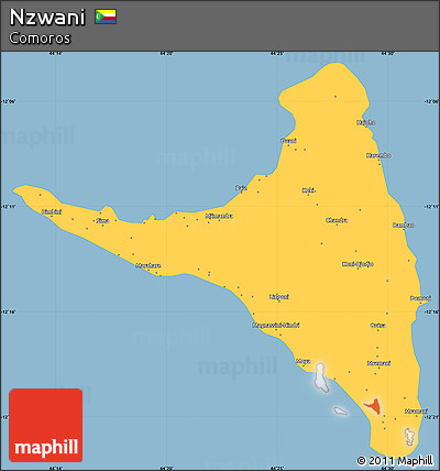 Savanna Style Simple Map of Nzwani, single color outside